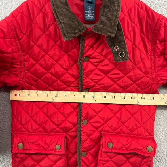 Polo Ralph Lauren Girls Red Quilted Barn Jacket Corduroy Collar Size 5 - Picture 9 of 13